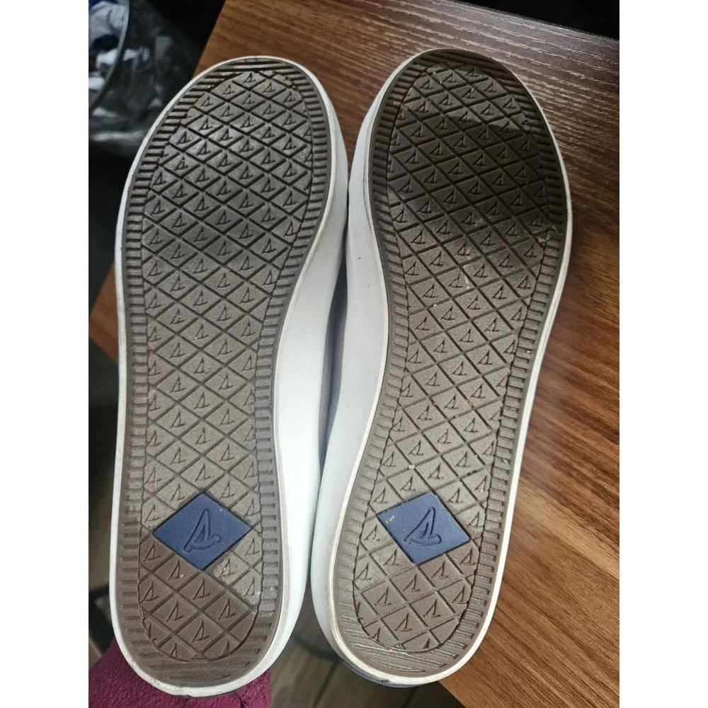 Sperry Crest Vibe Womens Gray Canvas‎ Sneaker Boat Deck Shoes Size 8 EXC